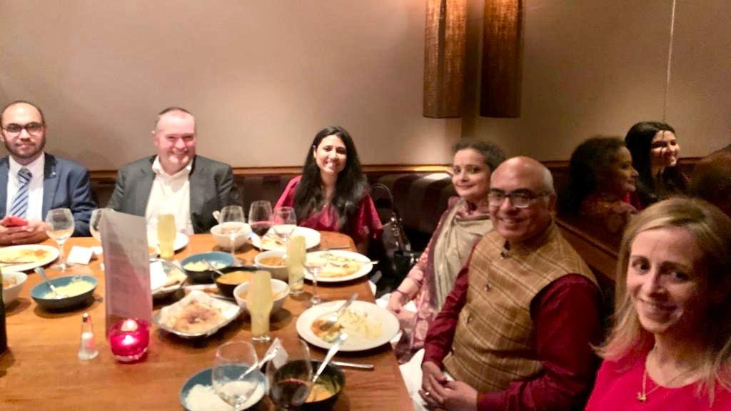 IndiainIreland's tweet photo. Ambassador (Designate) @AkhileshIFS and Mrs Reeti Mishra attended the Dinner, organised by Mason Hayes &amp;Curran LLP at Indian Rasam Restaurant, to mark the spirit of Diwali &amp; to celebrate cultural diversity. Embassy of India,Dublin conveys best wishes to the team.
#IndianDiplomacy https://t.co/KXJIyv4w7S