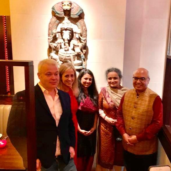 IndiainIreland's tweet photo. Ambassador (Designate) @AkhileshIFS and Mrs Reeti Mishra attended the Dinner, organised by Mason Hayes &amp;Curran LLP at Indian Rasam Restaurant, to mark the spirit of Diwali &amp; to celebrate cultural diversity. Embassy of India,Dublin conveys best wishes to the team.
#IndianDiplomacy https://t.co/KXJIyv4w7S