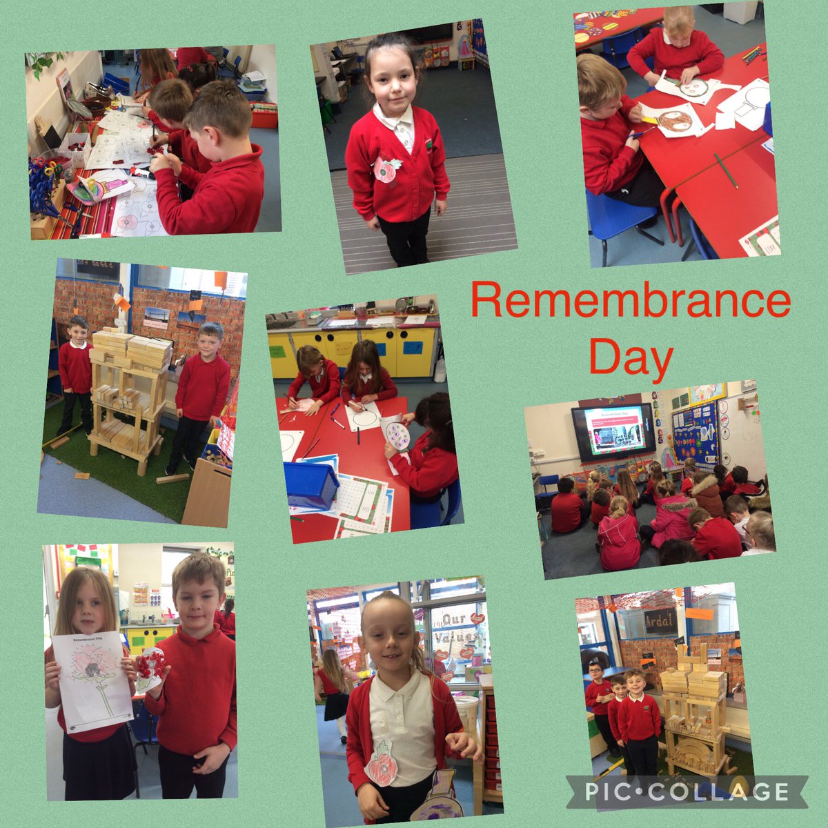 4SCWCPS's tweet photo. Making poppies, building a cenotaph and holding 2 minutes silence #LestWeForget #RemembranceDay https://t.co/Ju48EQSmxy