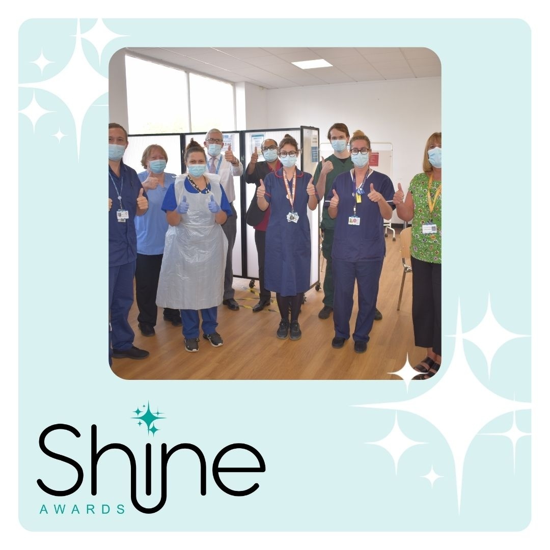 Congrats Covid vaccination and testing team are Shine finalist for Partnership award ✨

"Very amazed by their resilience in setting up a new service from scratch and not making a big deal out of the various challenges they have faced." #MSEShineAwards orlo.uk/HAEaZ