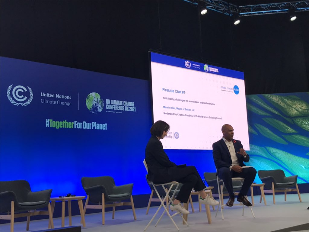 ‘The perversity of #ClimateChange is that the exploitation of natural resources couldn’t have happened without the exploitation of humans. We need to deliver a transition that is a #JustTransition for the people, including climate #migrants’. @MarvinJRees, Mayor of Bristol #COP26