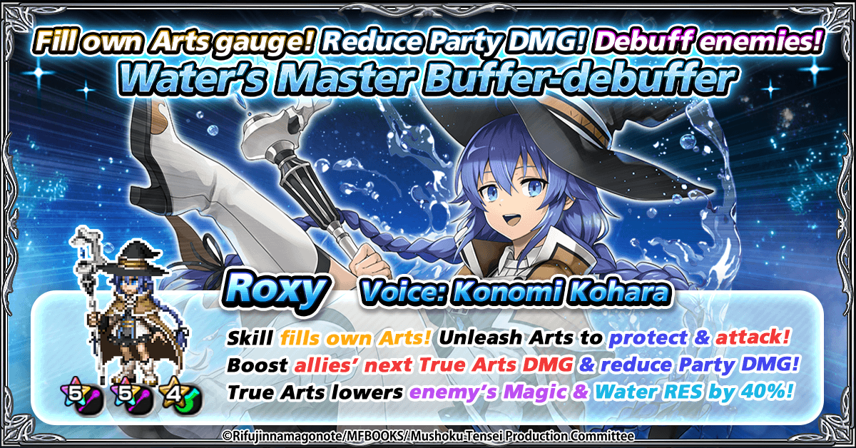 GRDSMN_GLOBAL's tweet photo. Roxy's an ALL-IN-1 Water Sub-Attacker! 🌊

Combine her Skill, Arts &amp; True Arts to debuff enemies, Power-Up allies &amp; reduce Enemy DMG!💥 https://t.co/um8IZZazAn