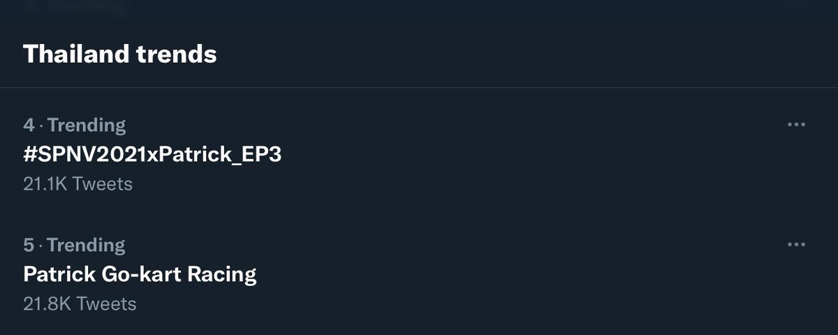 trendforpatrick's tweet image. เทรนด์ไทยเริ่มไต่ขึ้นมาแล้วค่า ไปต่อๆ

Patrick Go-kart Racing
#SPNV2021xPatrick_EP3
#แพทริค