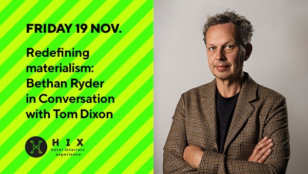 Join us next Friday at #HIX2021 for ‘Redefining materialism: Bethan Ryder in Conversation with Tom Dixon’. Register now: bit.ly/3gP0K9C @TomDixonStudio @VitrABathrooms