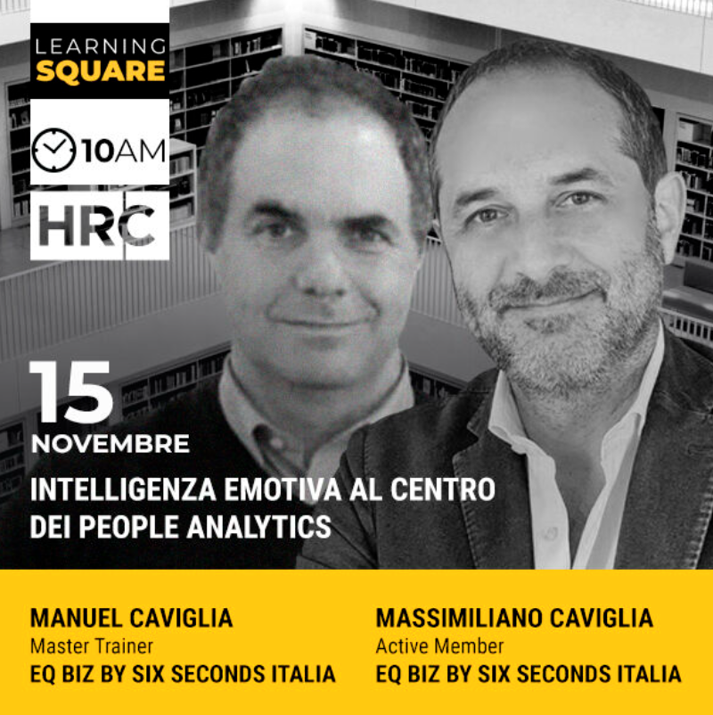 6secondsita's tweet photo. Grazie a @HRC_Community, siamo ancora ospiti delle LEARNING SQUARE!
Dal 15 al 18 Novembre | 10-11 AM parleremo di 'EMOTIONAL INTELLIGENCE' con diversi focus.
@LFariselli @eqjosh https://t.co/dcaycwrrhT
#business #people #intelligenzaemotiva #analytics #learning https://t.co/xNaFLWlupU