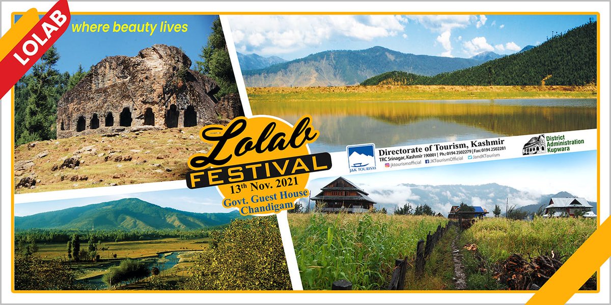 JandKTourism's tweet photo. Welcome to grand #lolabfestival2021 on 13th November 2021 at Chandigam 11.00 am onwards, in collaboration with District Administration Kupwara. Major Attractions Waqar Khan, Chakri, Rouf and much more.
@diprjk @OfficeOfLGJandK @dckupwara @KupwaraCops @infokupwara https://t.co/OP9QSH1EPC