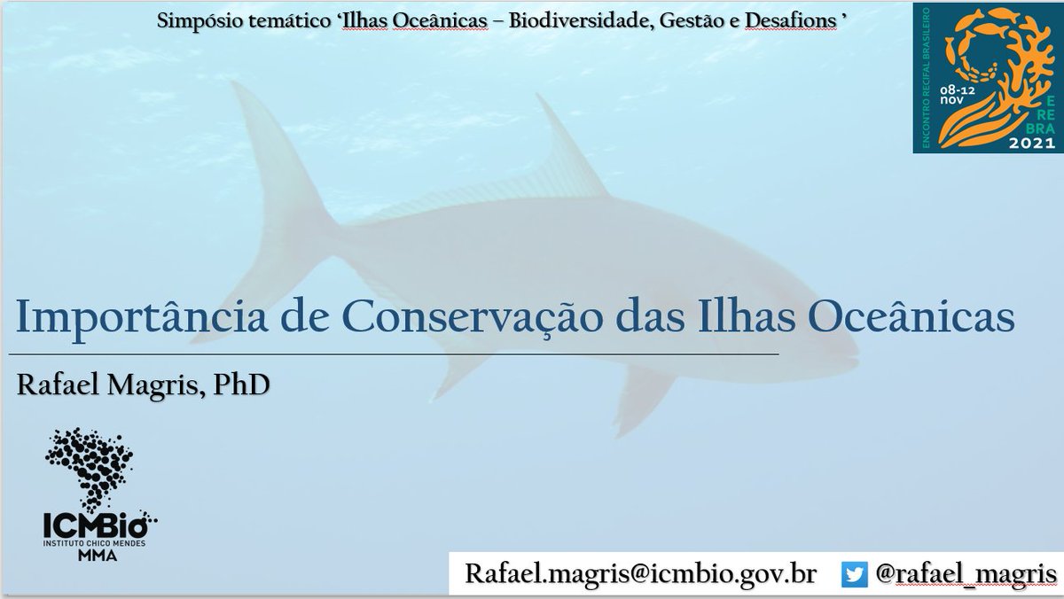 Já rolando mais um simpósio no #EncontroRecifalBrasileiro sobre biodiversidade e desafios de gestão nas ilhas oceânicas 

Vamos discutir com pesquisadores do PELD e analistas do ICMBio 🙇‍♂️

youtube.com/watch?v=09ZAo2…