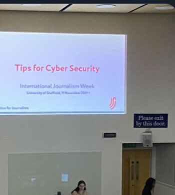 JavierTucker18's tweet photo. #IJW21 second session has begun with an important topic of ‘Tips for cyber security’ presented by Maria from the justice for journalists https://t.co/NbcUS7VO5C