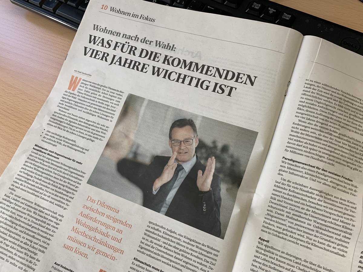 Das musste mal deutlich gesagt werden!
#Wohnen nach der #btw21 
Was in den kommenden vier Jahren wichtig ist:
- eine nachhaltige #Bodenpolitik
- eine starke soziale #Wohnraumförderung
- der politische Wille, den #Wohnungsneubau voranzubringen

@gedaschko heute im @handelsblatt