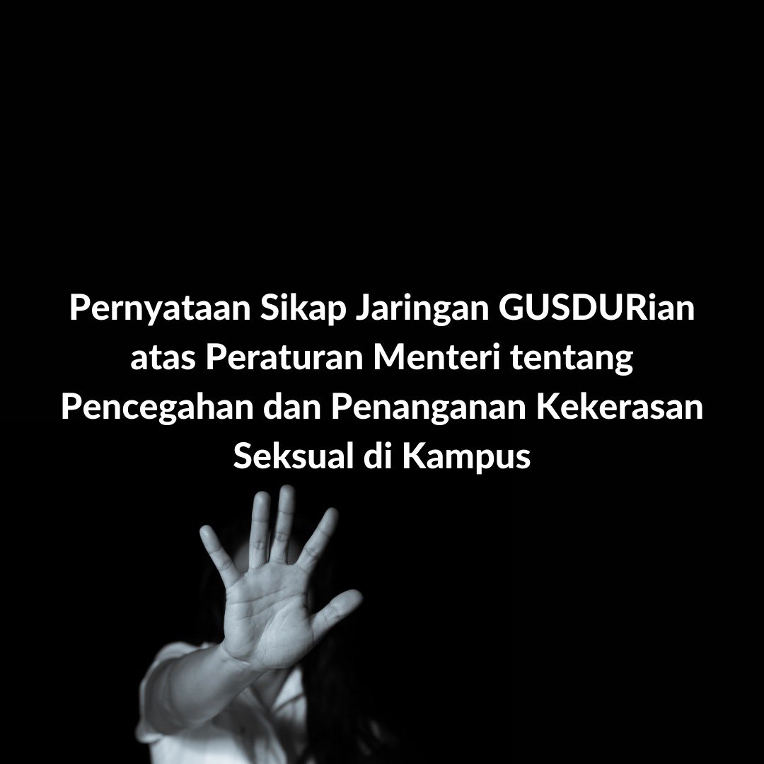 Pernyataan Sikap Jaringan GUSDURian atas Peraturan Menristekdikbud No.30 Tahun 2021 tentang Pencegahan dan Penanganan Kekerasan Seksual di Perguruan Tinggi 

#NamaBaikKampus #KampusMerdekaKS

gusdurian.net/pernyataan-sik…
