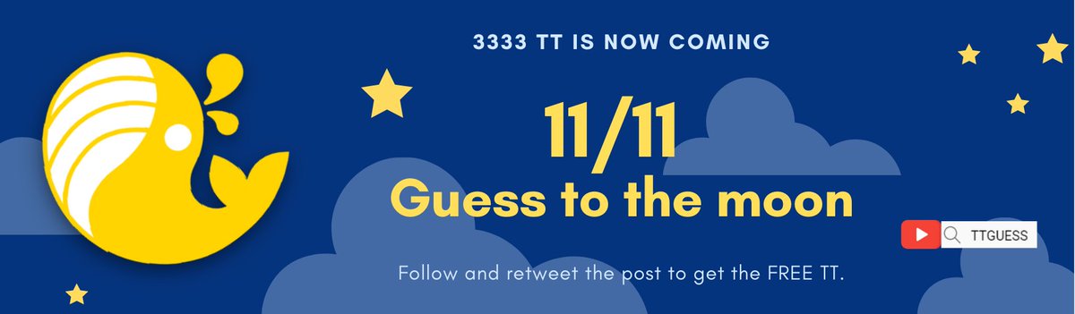 #TTGuess 3333 TT is coming..round9

Wanna know how to join TTGuess to earn daily profits?
Check out this video!🔥
reurl.cc/V5Q16Q

Conditions:
1.Join Telegram group
2.Follow Twitter and retweet this post

Rewards:
1111 TT: 3 (ppl/each)

When to draw:
Retweets reaches 2000