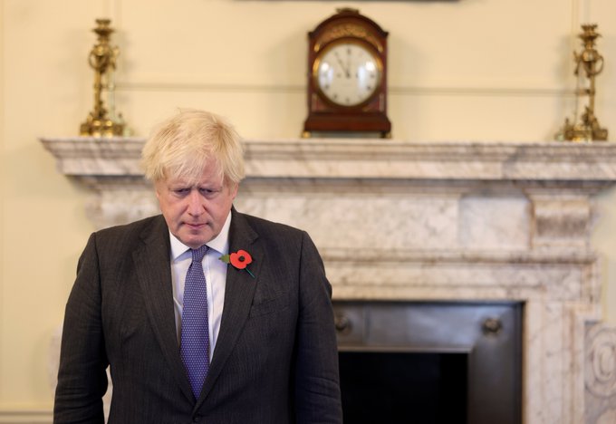 Prime Minister Boris Johnson observes a two-minute silence to mark Armistice Day.