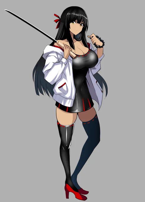 ご依頼いただいた黒髪褐色キャラ立ち絵 