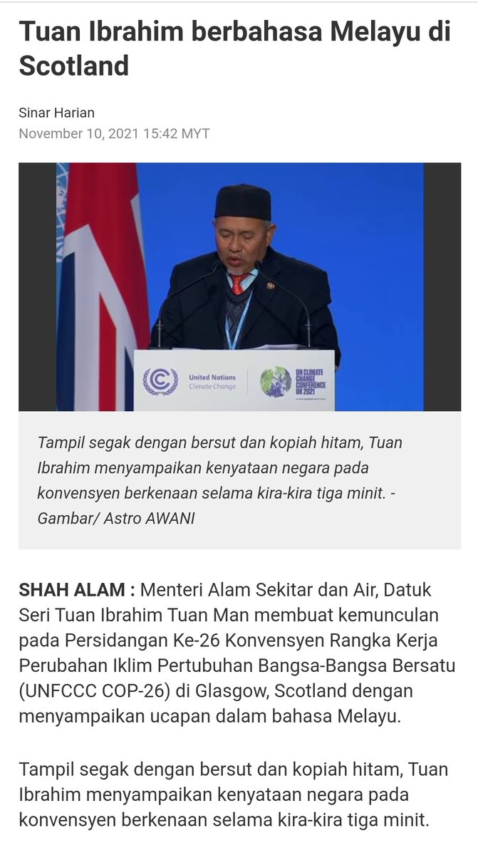 H_Bakkaniy's tweet image. Baru terperasan berita yang Datuk Seri Tuan Ibrahim Tuan Man berucap di persidangan antarabangsa dalam Bahasa Melayu di Scotland.Suatu langkah permulaan yang harus dipuji dalam memartabatkan Bahasa Kebangsaan.Syabas!

Benda baik harus dipuji.