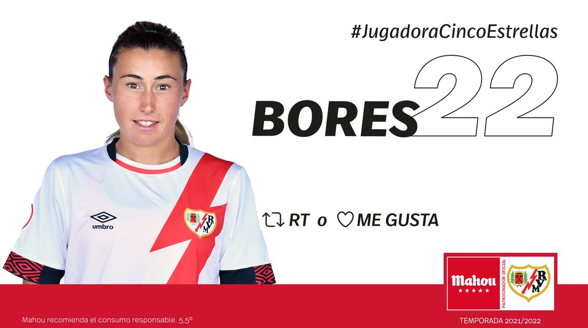 futbolmahou's tweet photo. RT o Me Gusta si crees que @mery_bores ha sido la #JugadoraCincoEstrellas del mes de octubre del @RayoFemenino (6/6) https://t.co/A4zBd32Cuk