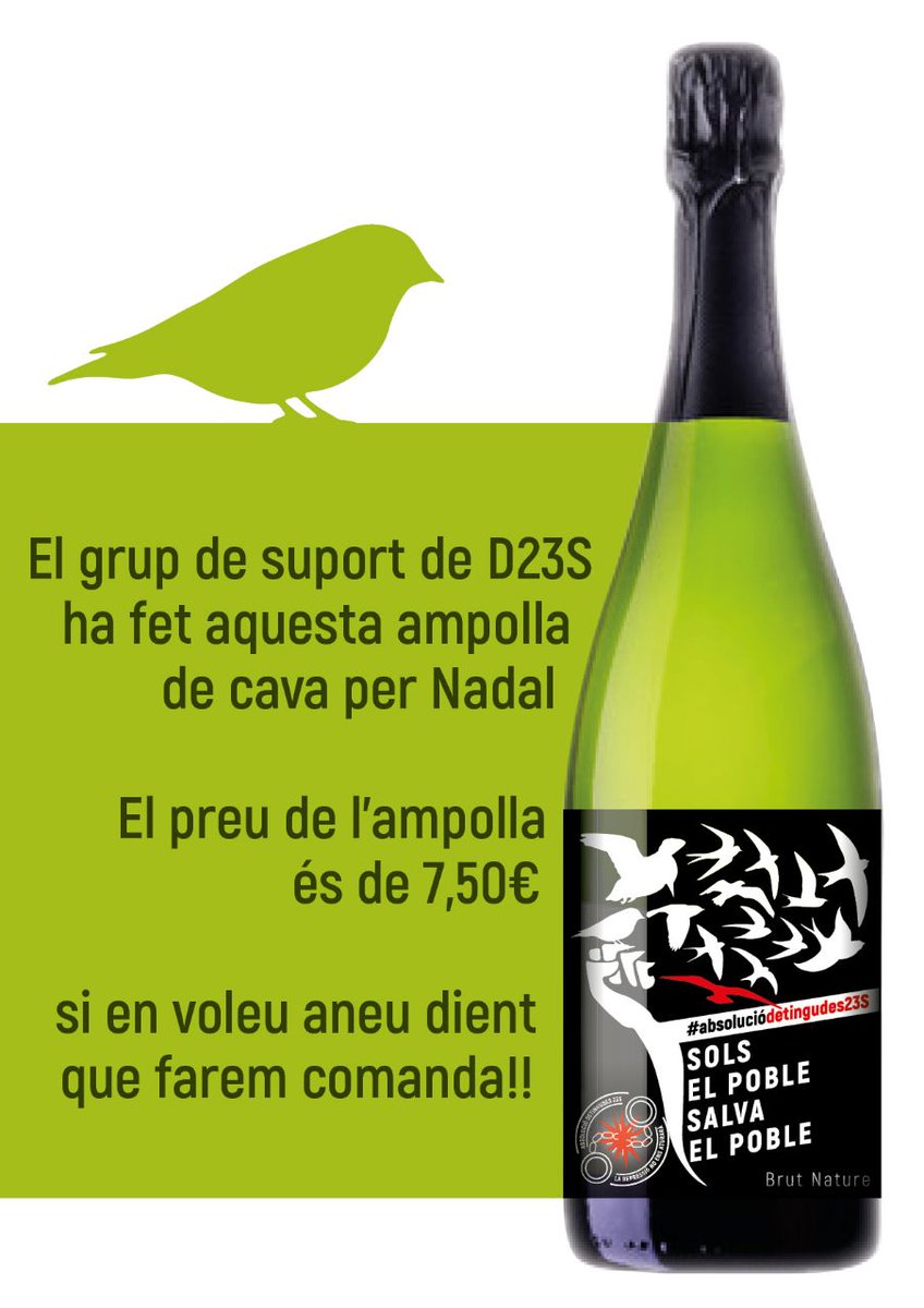 🥂✊🏽 Aquest Nadal torna el CAVA SOLIDARI DE LES <a href="/Detingudes23S/">Detingudes23S</a>!

PREUS:
🍾 Una ampolla 7'50€

📦 Una caixa (6 ampolles) 45€

COM DEMANAR-LO?
1️⃣ Envia un correu electrònic a: detingudes23s@protonmail.com

2️⃣ Indica-hi el número d'ampolles i adreça on vols la comanda. 

[👇🏽]