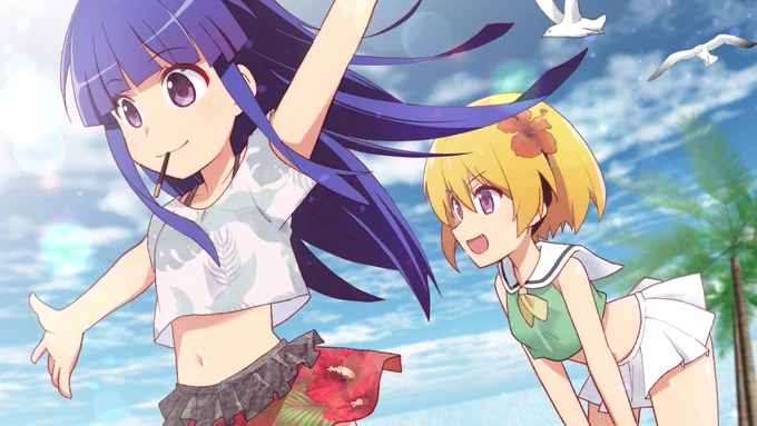 今週は季節外れの水着回、このあとすぐ(あればいいのに)
 #ひぐらしのなく頃に #ひぐらし #ポッキーの日 