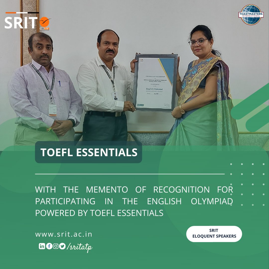 sritatp's tweet photo. The TOEFL Essentials test measures the 4 core language skills — Listening, Reading, Writing, and Speaking — using a multistage adaptive design. 260 of our students from the college had taken the TOEFL Test Taker in the month of August
#sritatp #TOEFLEssentials https://t.co/IblRCpsoRF