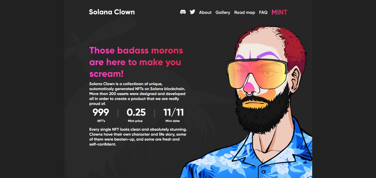 4 hours until #Mint !!

Dear clowns 🤡, don't forget that you will find a direct #MINT link on : 

1⃣ Upper right corner of our website solanaclown.com

2⃣ Here in twitter 7 PM UTC 

3⃣ In our discord.gg/e6Vy8WYwJa

GET READY 💥
 
#NFT #NFTmint #Solana #SolanaNFT