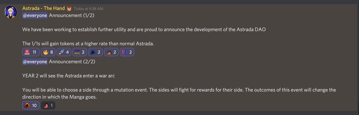 0xMinifridge's tweet photo. Recent @AstradaNft announcements from discord about 2 year plan https://t.co/TUkDFdqQLG