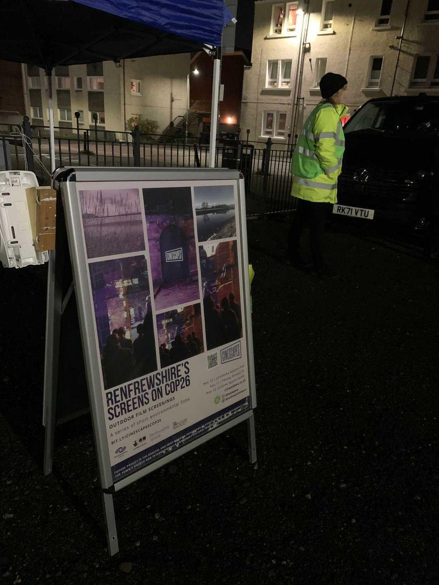 weareoneren's tweet photo. Don't miss the last two of Renfrewshire's Screens on COP26 outdoor film showings 📽️
- Thurs 11th Nov at Gilmour St (CEX Gable wall) 
- Fri 12th Nov at Erskine Sports Centre
Find out more 👉  https://t.co/2kiZXTTC0g
Pictures by @Cinescapesuk from last night in Johnstone 📸🤩 https://t.co/Jbe4IHZcTg