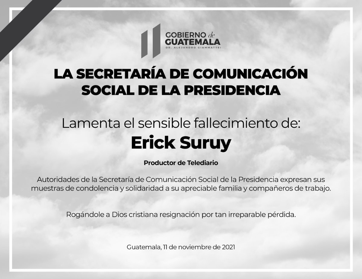 #NotaDeDuelo | Lamentamos el sensible fallecimiento del Productor de #Telediario #ErickSuruy