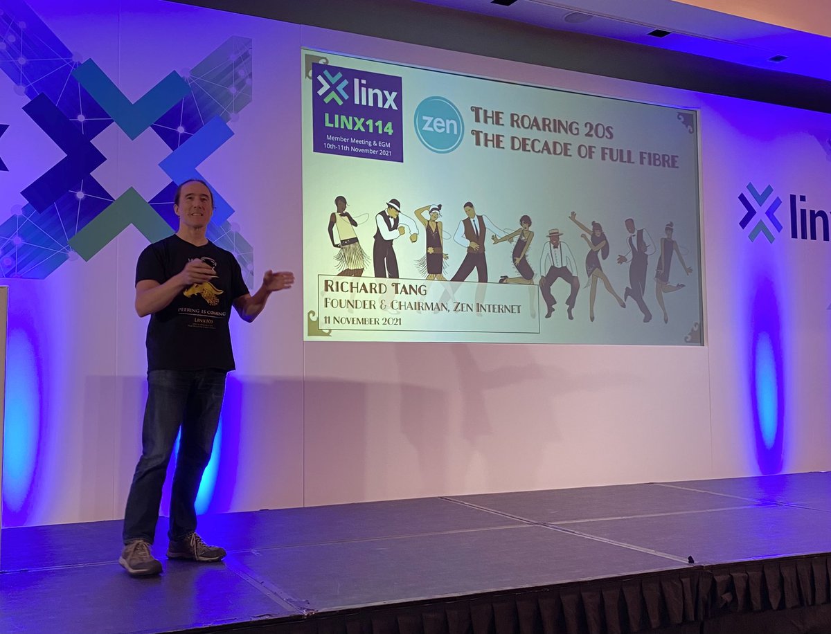 LINX_Network's tweet photo. Up next we have Richard Tang from @zeninternet presenting on the decade of full fibre broadband.
#LINX114 #fibre #networks #internet #broadband #ZenInternet #LINX https://t.co/ZrgN9iFEe3