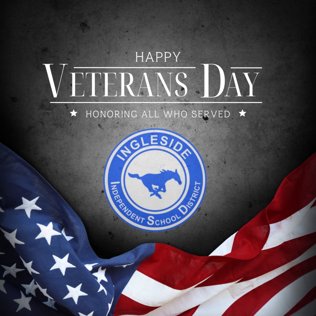 InglesideSchool's tweet photo. Ingleside ISD would like to thank all the Veterans who have served our country.  We appreciate you and your family for all the sacrifices that you have made to keep us safe. Happy Veteran's Day! 

#mustangfamily  #veteransday  #mustangpride  #supportourvets https://t.co/MXttFKMT8J
