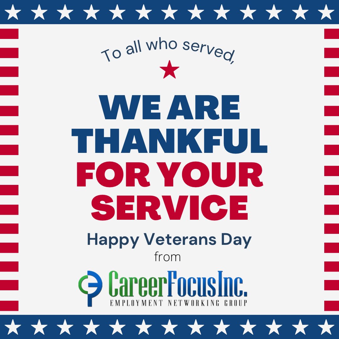 CareerFocusInc1's tweet photo. #HappyVeterans Day from Career Focus 🇺🇸 https://t.co/NKg9VJhjDC