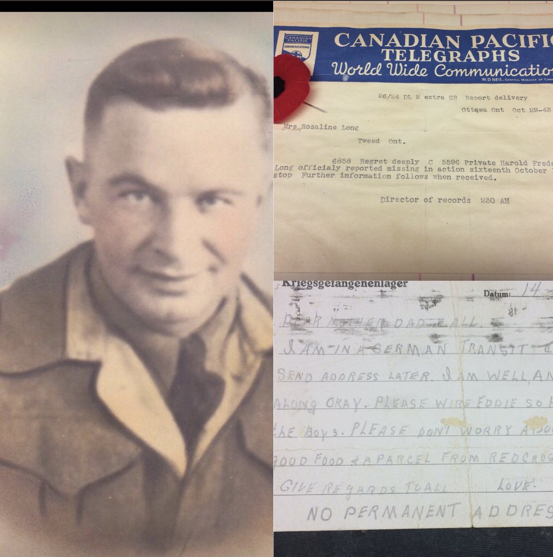 I can’t even imagine the horror of receiving one of these letters. My grandfather wasn’t killed in action though. He was taken prisoner, and remained a POW until the end of the war. Thinking today about all the men and women who have served, and continue to serve. #LestWeForget