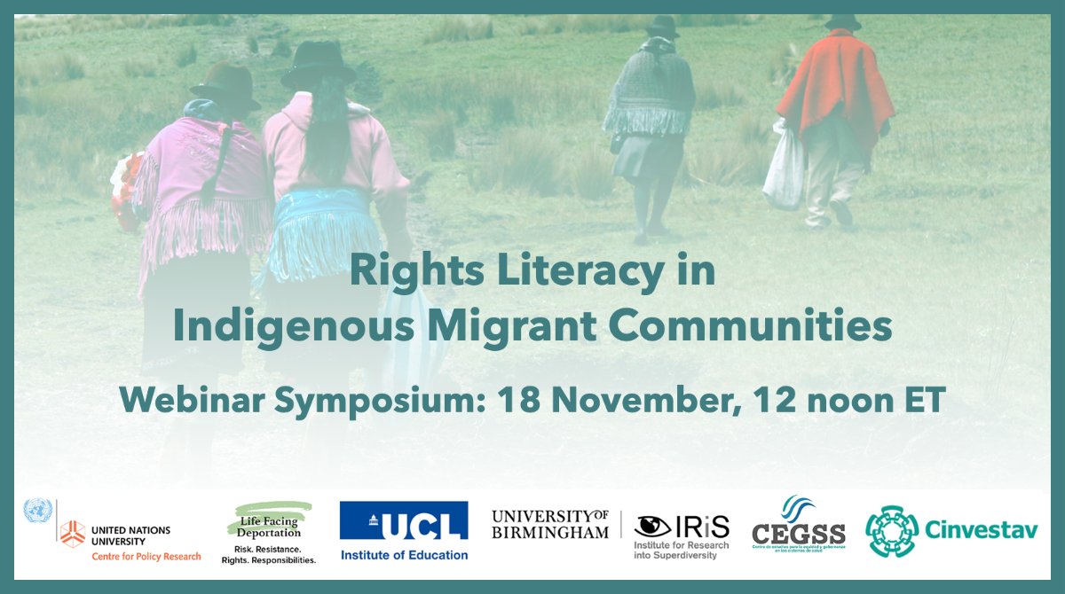 UN University Centre for Policy Research (@unucpr) on Twitter photo UNU-CPR and members of the <a href="/Lives_Deported/">Lives_deported</a> Project invite you to a symposium on #RightsLiteracy in Indigenous Migrant Communities: Priorities and New Frontiers in Guatemala, Mexico and the US on Thursday, 18 November, from 12 noon EST. Full agenda: cpr.unu.edu/events/archive… UNU-CPR and members of the <a href="/Lives_Deported/">Lives_deported</a> Project invite you to a symposium on #RightsLiteracy in Indigenous Migrant Communities: Priorities and New Frontiers in Guatemala, Mexico and the US on Thursday, 18 November, from 12 noon EST. Full agenda: cpr.unu.edu/events/archive…