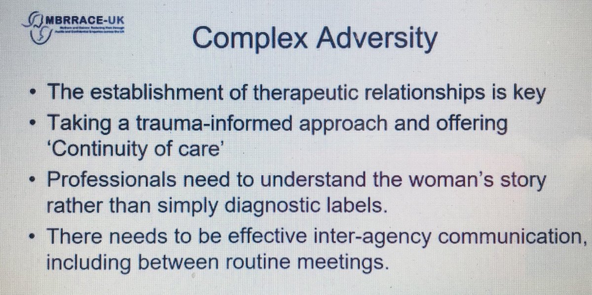 elizabethduff2's tweet photo. #mbrrace ⁦@AndyCairnsNcl⁩ highlighted this key message from ⁦@mbrrace⁩ which is one to bear in mind across all aspects of the care needed in maternity. Not the ☑️ box approach to #CoC but the true ‘therapeutic relationship’ https://t.co/r4O3xwqNvZ