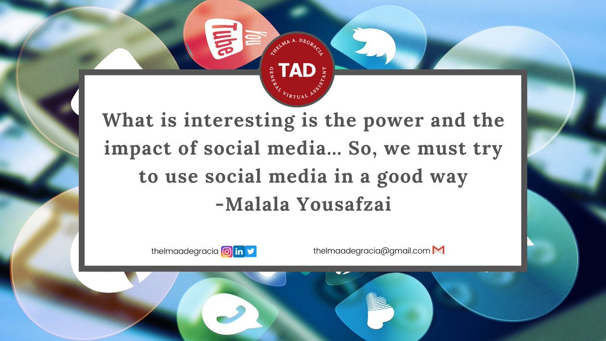 ThelmaVirtual1's tweet image. Social Media is a powerful platform. Social media can connect you to new opportunities both personally and professionally.

Interesting? Follow me on my LinkedIn, FB Page, Instagram, and Twitter for more information.

#virtualassistant  #socialmediamanagement #awareness