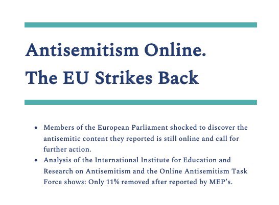 Frederiqueries's tweet photo. Action conjointe #EUStrikesBack contre l'antisémitisme en ligne, signalement de 90 publications antisémites @RenewEurope, @TheProgressives et @EPPGroup
Résultat choquant, 11% seulement des posts retirés (10% sur Facebook, 20% sur Twitter et 3% sur YouTube) https://t.co/uZIBB42TAU