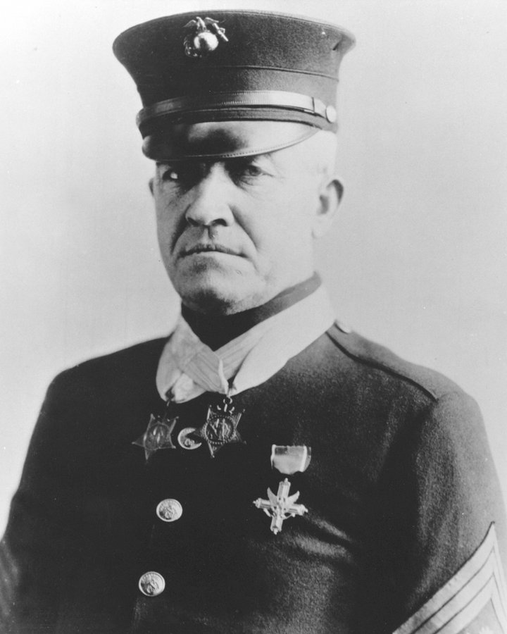 SgtMaj Daniel Daly, #USMC was born in Glen Cove, NY #OTD in 1873. He twice earned the #MedalOfHonor for separate actions (Boxer Rebellion, Haiti), the #NavyCross (WW I) & the Army's #DistinguishedServiceCross (Belleau Wood). Daly declined the offer of an officer's commission.