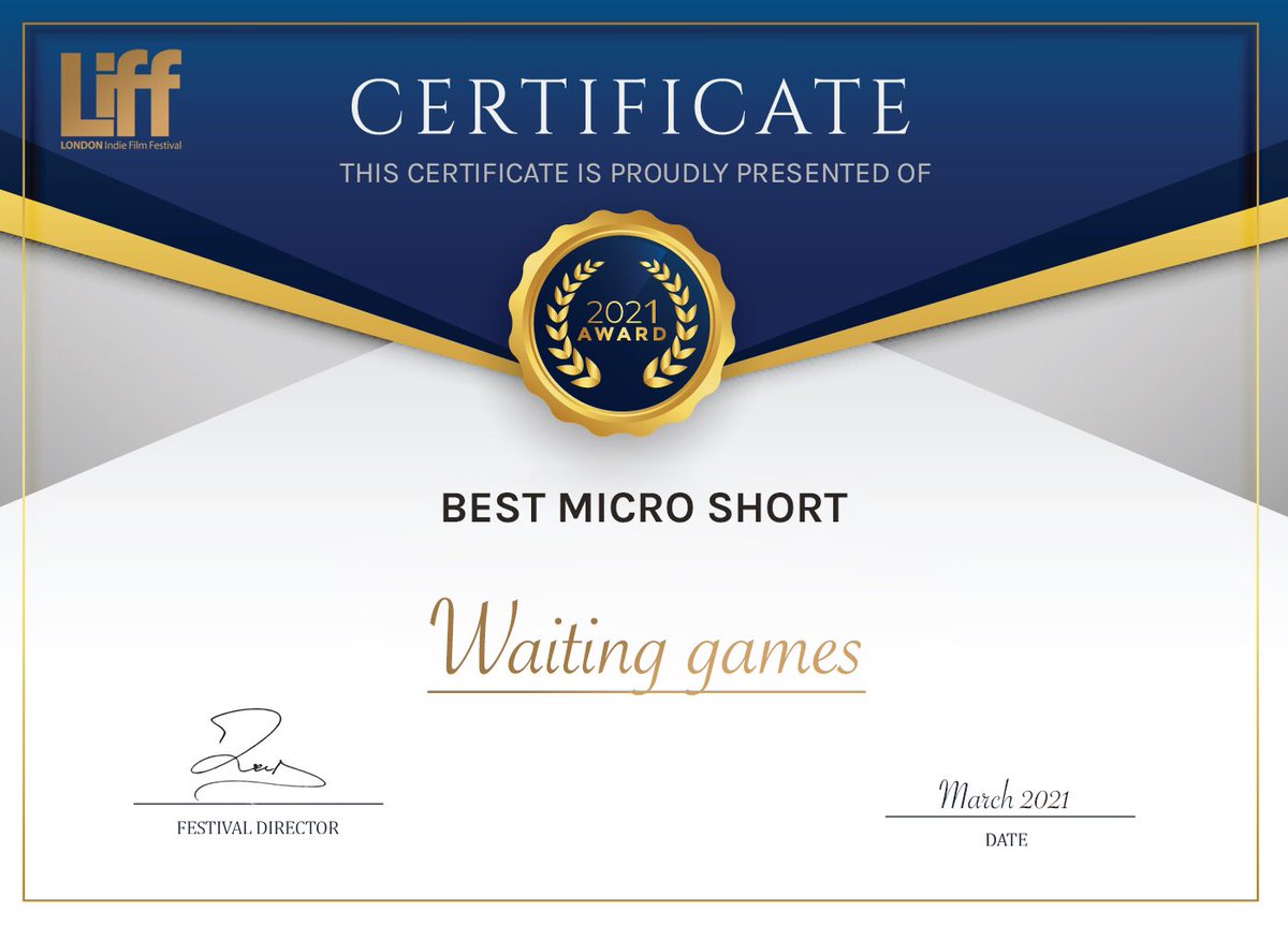 WaitingGames_'s tweet photo. Waiting Games has WON “Best Micro Short” at London Indie Short Film Festival of 24 Frames. We’re ridiculously chuffed!
#bestmicroshort #bestmicroshortfilm #bestmicromovie #bestmicrofilm #bestshortfilm #bestshort #lovefilmmaking https://t.co/m4h2DM5Xwv