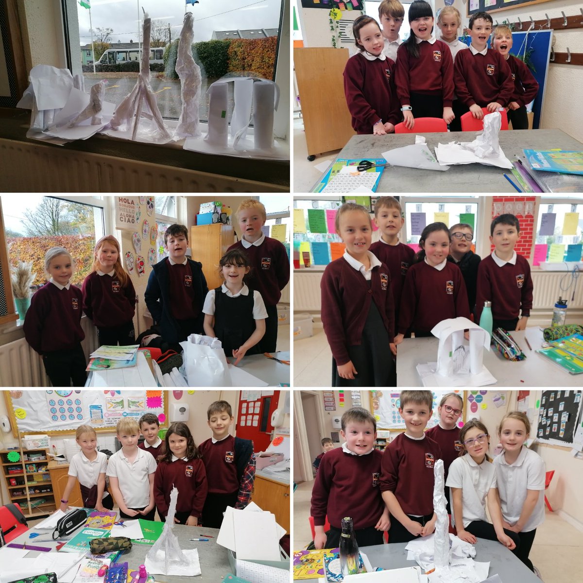 We had great fun designing and building famous buildings from around the world using just paper and celeotape this morning! There are some budding engineers in second class! 🏠🏰🏗️🗼<a href="/kinvarans/">Kinvara NS</a> #STEM #ScienceWeek2021