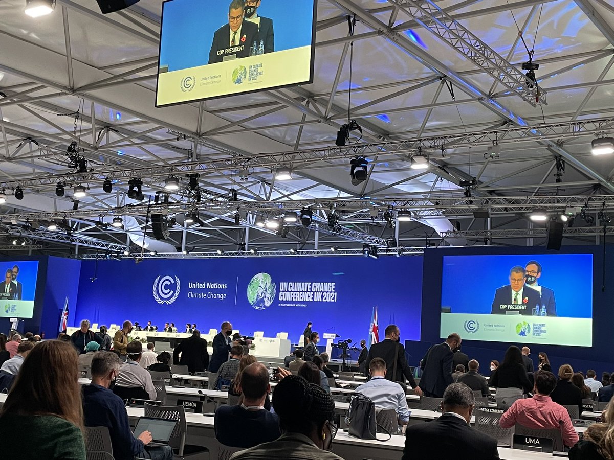 RhodaJenn's tweet photo. Alok Sharma finishes the informal stocktake of progress so far (i.e. the input from stakeholders on the draft COP cover decisions) early so the talks can progress-the pressure is on #COP26 #UCCatCOP #UCCLaw https://t.co/RdxudMySrA