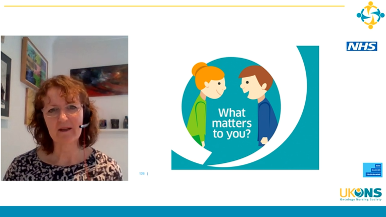 UKONSmember's tweet photo. #UKONS2021 Personalised care gives people  choice &amp; control over their mental &amp; physical health. @LesleyLesleys asks delegates how we are forming connections with other levels of care to achieve better care in all stages of the cancer journey for people affected by cancer. https://t.co/CHcsAhRl0v