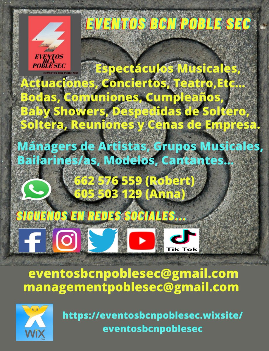 Eventos Bcn Poble Sec, una Empresa de Eventos donde Organizamos Actuaciones Musicales, Conciertos y Espectáculos !! 662-576-559 (WhatsApp)
