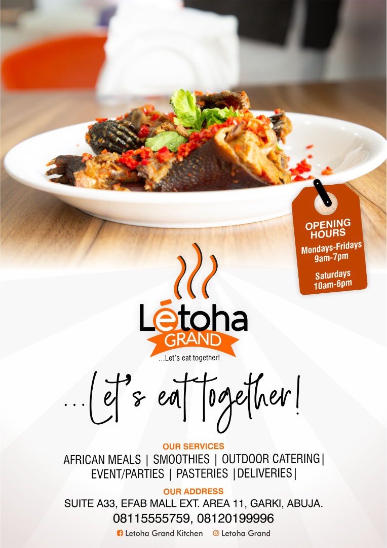 Eromocele's tweet photo. Ladies if he’s asking you out and he hasnt ordered lunch for you from LETOHA? 🚩🚩🚩🚩 #LetohaWay #AbujaTwitterCommunity https://t.co/xLifcNnEqu