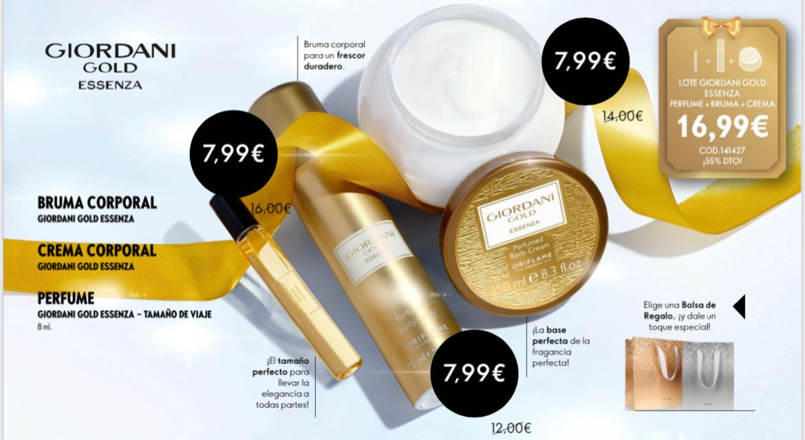 ❇️ GIORDANI GOLD ESSENZA ❇️

✨ Bruma corporal
✨ Crema corporal
✨ Perfume

Todo por tan solo ‼️16'99€‼️

Si te interesa y para más información 📩