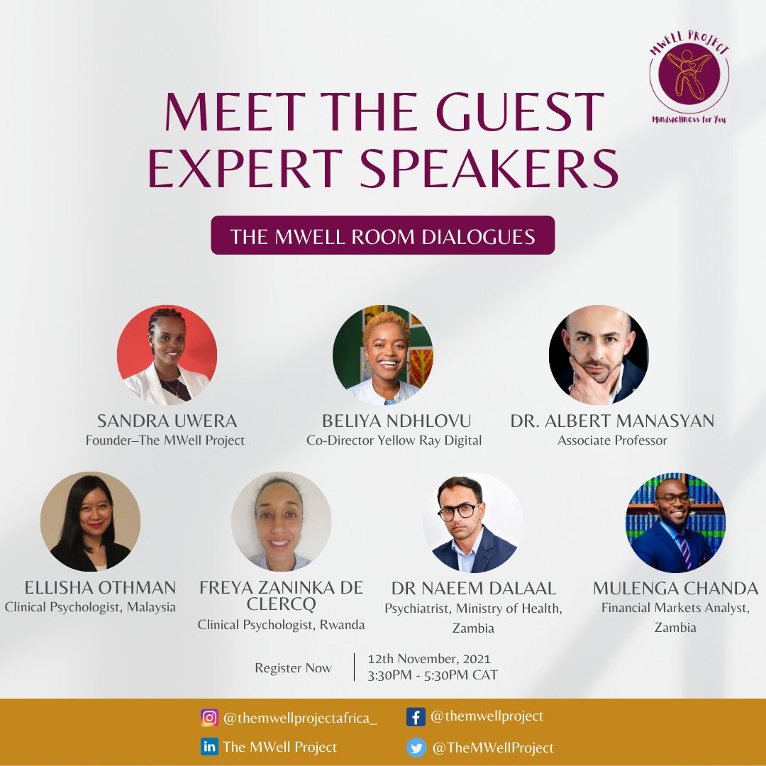 mulengaxchanda's tweet photo. Join me at @TheMWellProject ‘s first virtual event #TheMWellRoomDialogues tomorrow, to discuss how we can normalize mind wellness in the African context. Join the discussion here and register using the link https://t.co/geTmFR9DCS
#TheMWellRoomDialogue https://t.co/56jIziBf3J