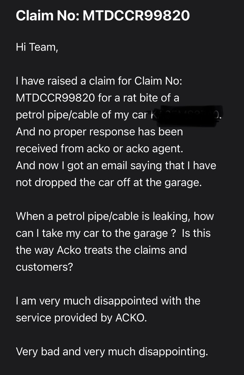 shankarkarna's tweet photo. @AckoInsurance 
Very bad n disappointed sevice n claim https://t.co/UNaCKnv4yY