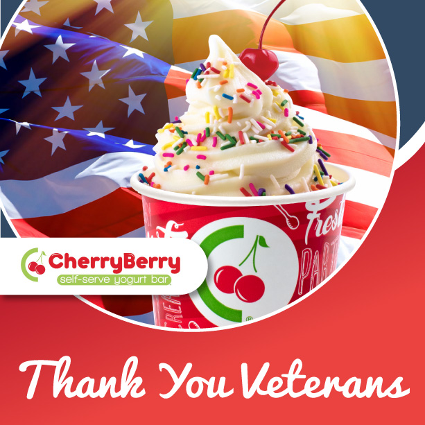 Land of the free, and home of the brave!  God Bless Our Vets!  To all Veterans, thank you!  Get 20% off at CherryBerry today, and everyday with military ID.