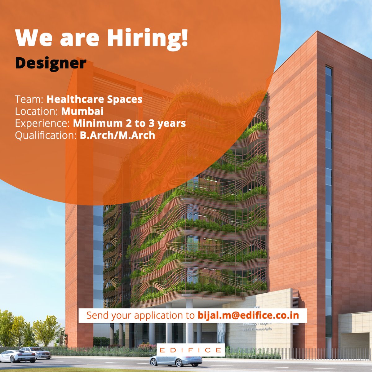 #HiringArchitects

We're looking for #Designer and #SeniorDesigner to join our #Healthcare vertical at our #Mumbai studio.

#EdificeConsultants #DesignThinking #GreatPlaceToWork #Architecture #HealthcareDesign #HealthcareArchitecture #Edificians #Careers  @ravisarangan