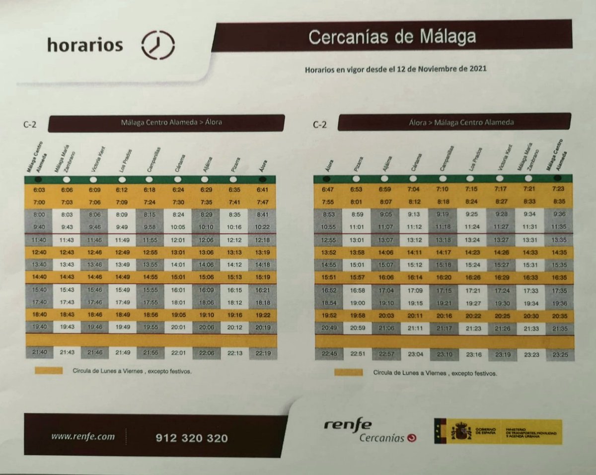 Javiegea96's tweet photo. Con el contrato de @renfe se demuestra que no estan cumpliendo con lo establecido. Primero no cumplieron con la parte de avisar a los viajeros con tiempo de antelación y ahora a partir del 12/11/2021 anulan definitivamente 34 circulaciones que son OSP en Cercanías Málaga 🧐👇 https://t.co/2qES84tf4d