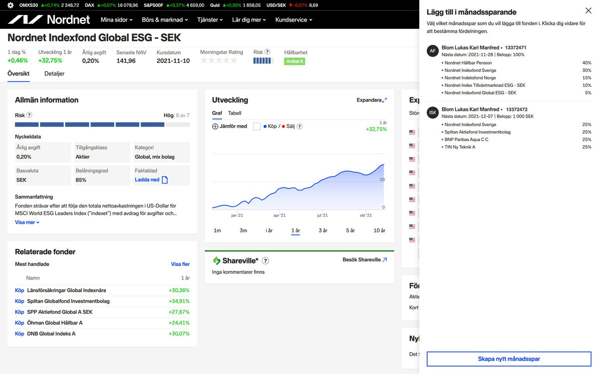 RJarborg's tweet photo. In a nice little improvement to this feature released the other week, you can now see current allocation when adding a fund to an existing savings plan. 😎 #alwaysbeshipping https://t.co/QNWnHqhGB8