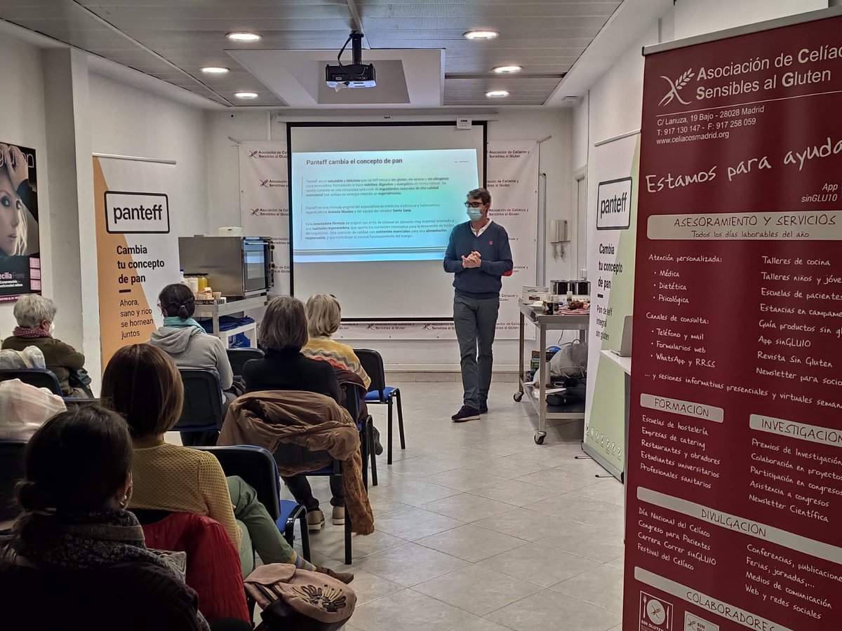 CeliacosMadrid's tweet photo. ¡Qué ganas teníamos de volver a teneros por nuestra sede! Y qué mejor forma de recibiros que organizando un desayuno saludable con Panteff🍞
¡Lástima que a través de las fotos no podáis sentir lo bien que huele!
#DesayunosACSG #ColaboradoresACSG #panteff #pansingluten #singluten https://t.co/Xk94grdDmL