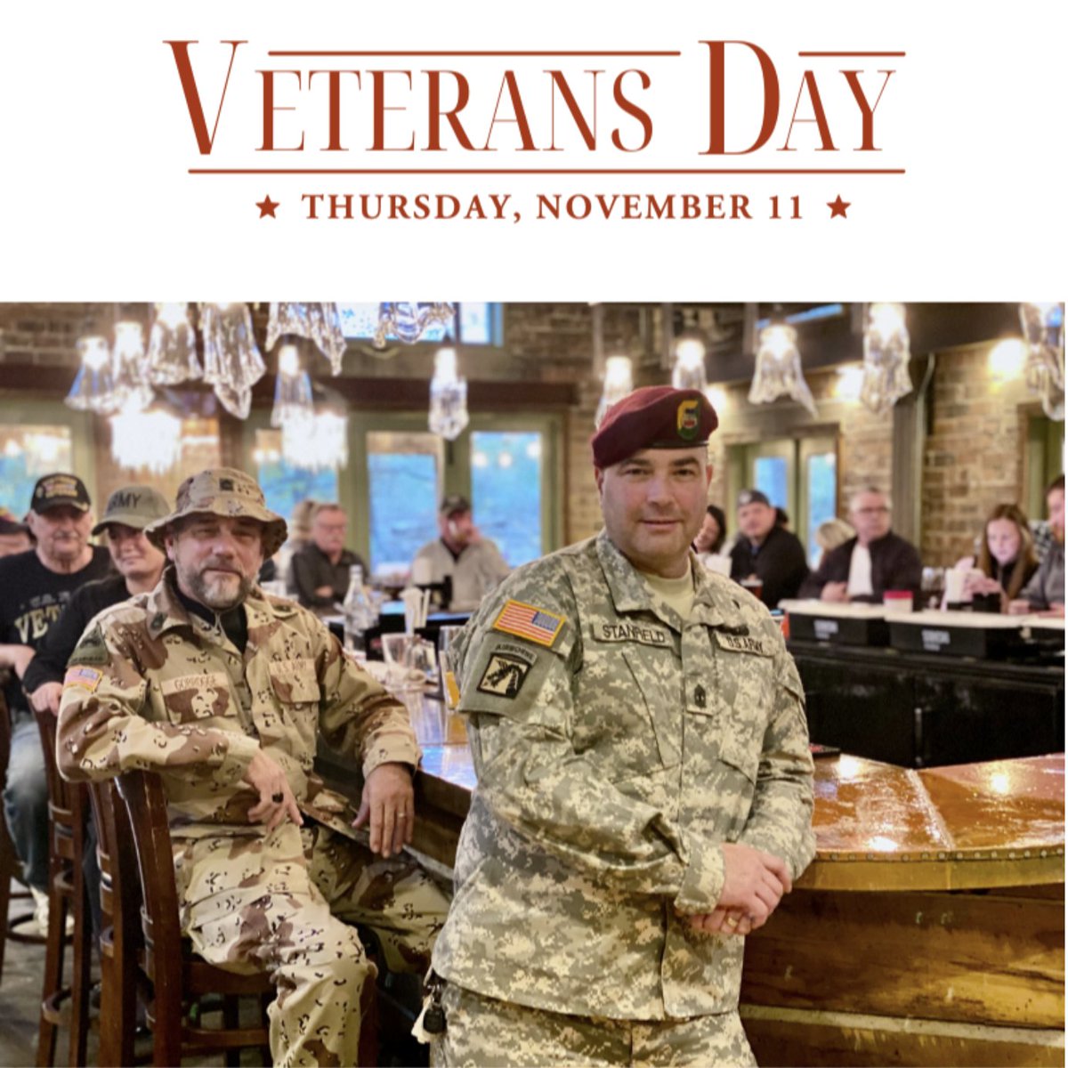 BeachcliffMS's tweet photo. All Veterans and Active Military eat FREE today at Burntwood Tavern! BWT salutes are veterans on #VeteransDay and https://t.co/iEg2NCBGcj